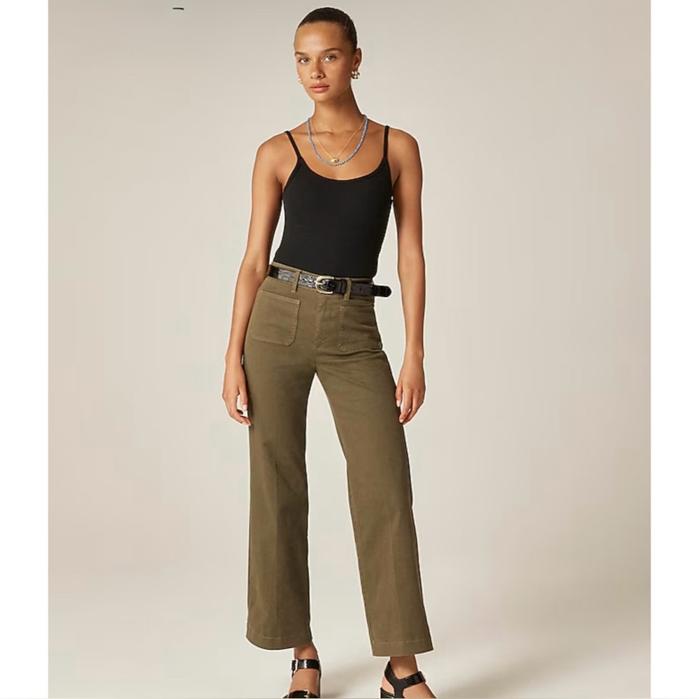 NWT J. Crew Charley Kickout Cropped Pant Chino Frosty Olive Green